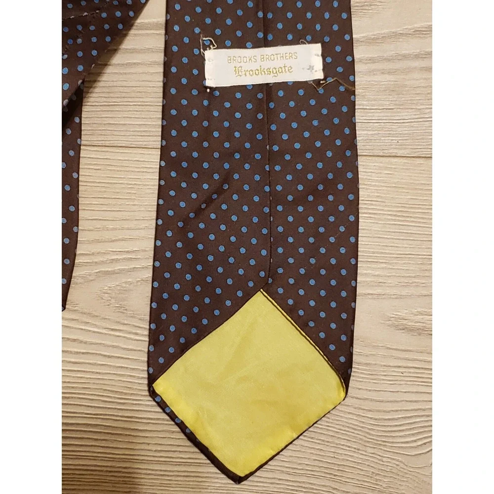 Vintage Brooks Brothers Brooksgate Neck Tie Black‎ Blue Dots